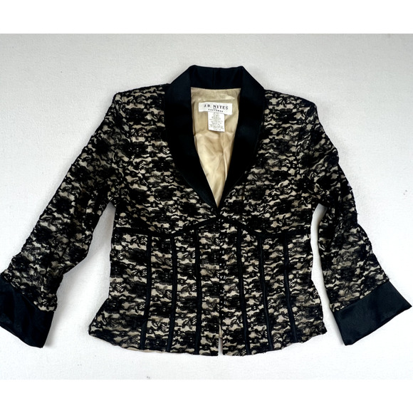 JR Nites By Caliendo Black Lace Blazer Formal Jacket Size 10 Wedding Prom Party - Picture 2 of 12